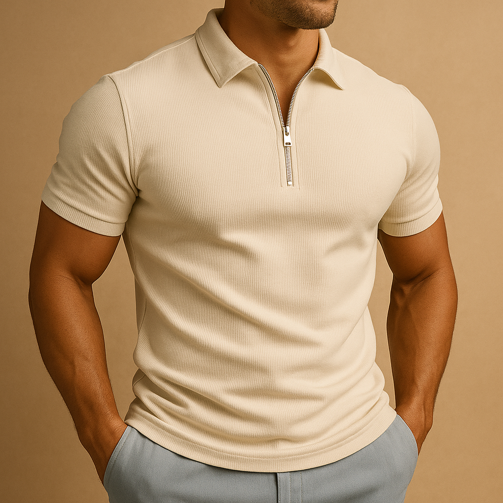 Pánská polokošile na zip, moderní slim fit, prodyšná, stylová, volnočasová, chytré každodenní oblečení