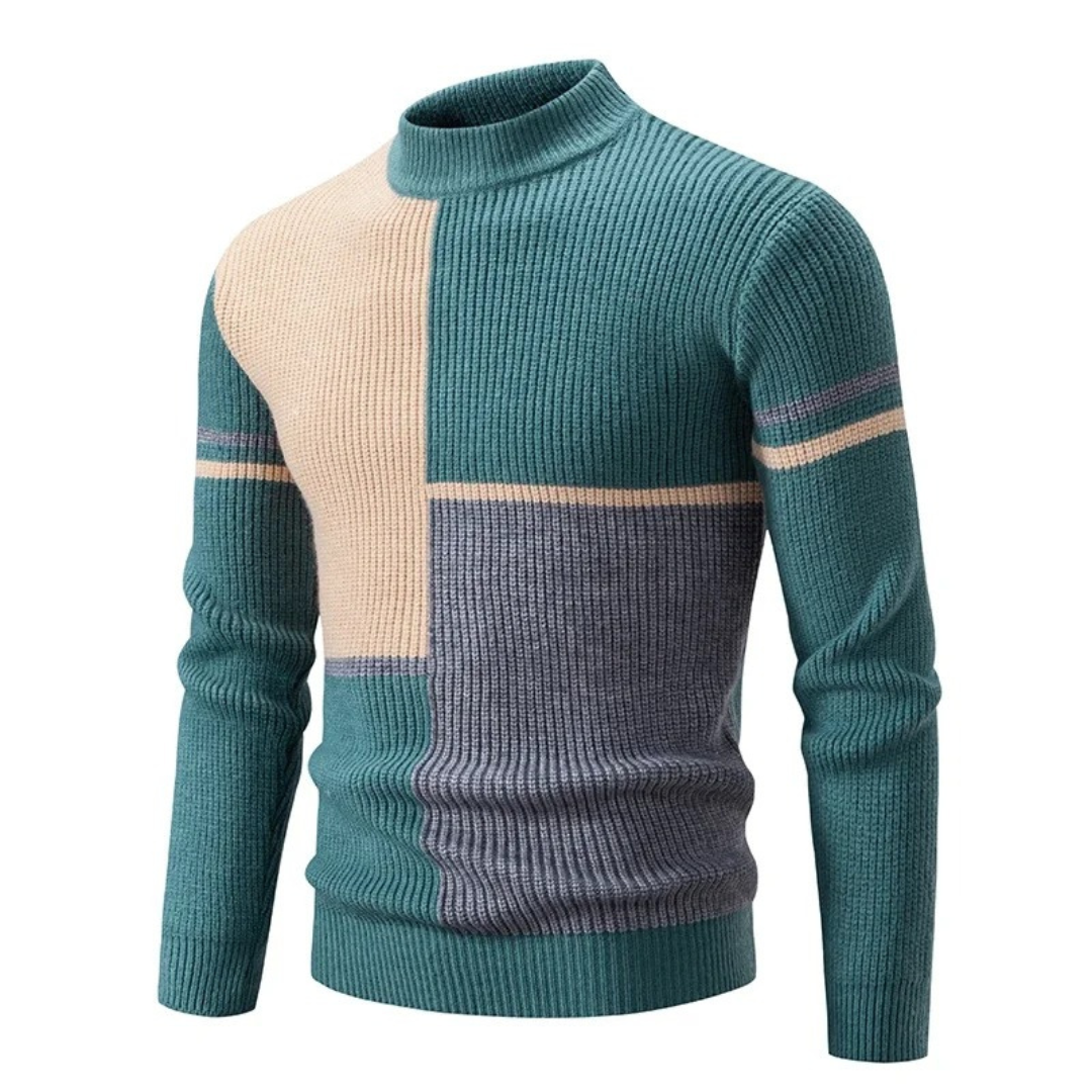 Bellivaro | Herre Ternet Højhalset Sweater | Strikket Varme og Mønstret Design