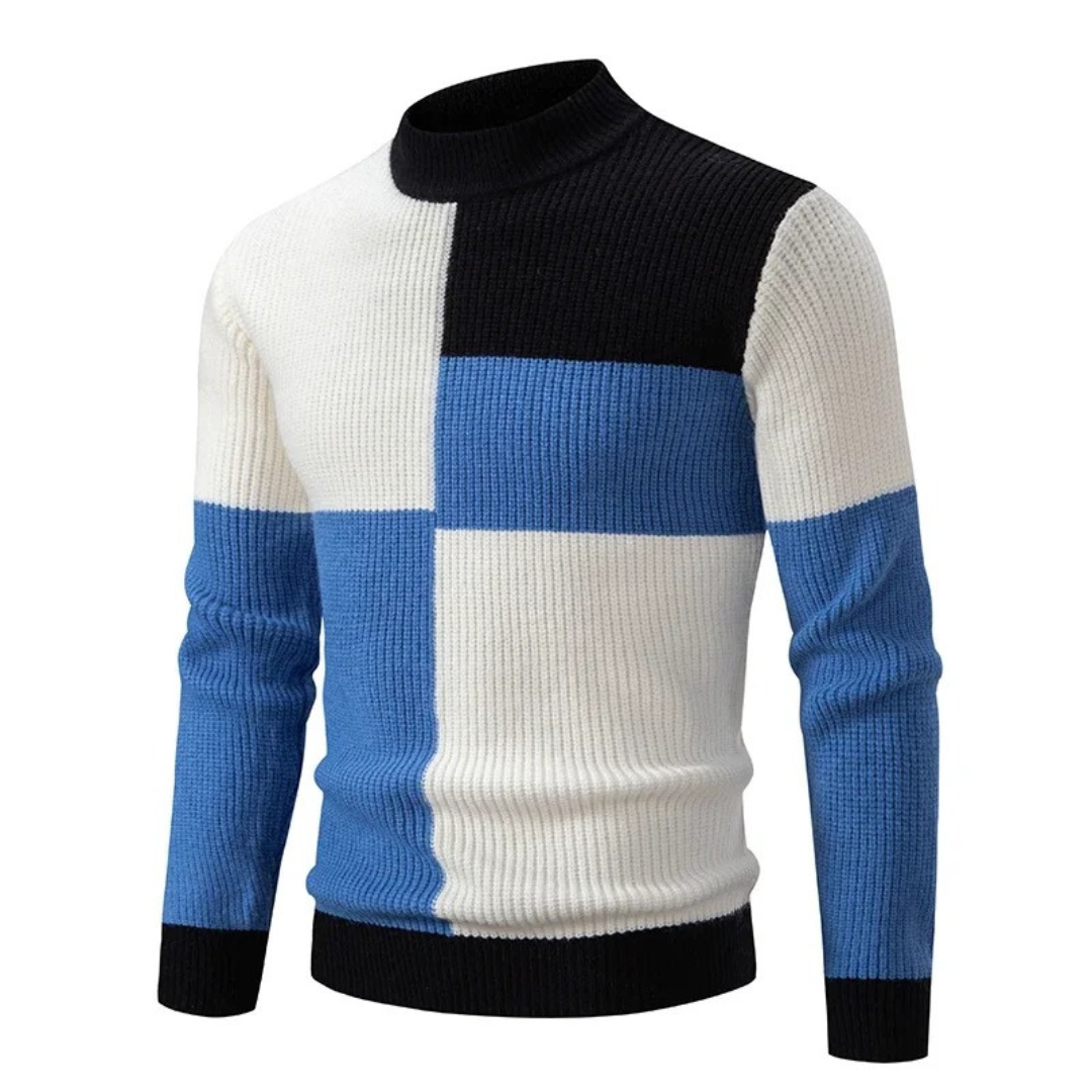 Bellivaro | Herre Ternet Højhalset Sweater | Strikket Varme og Mønstret Design