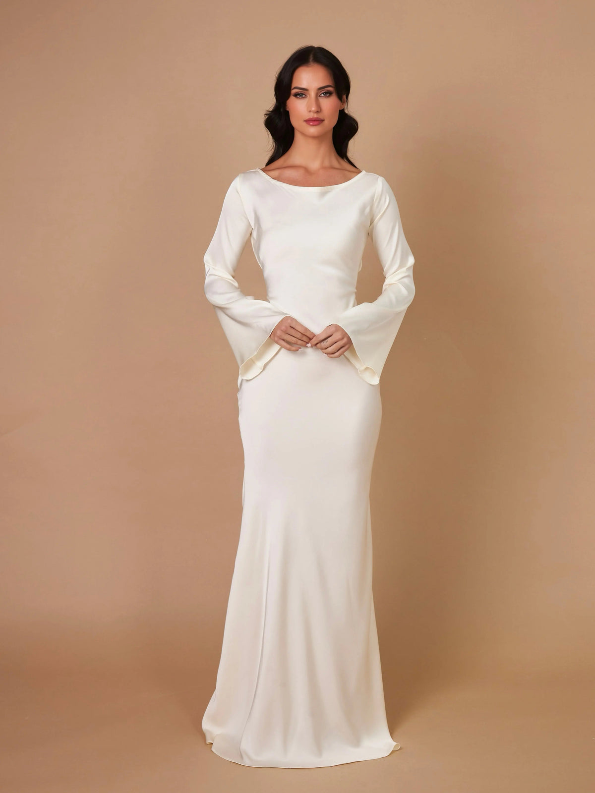 Women's Fitted Long-Sleeved Maxi Dress