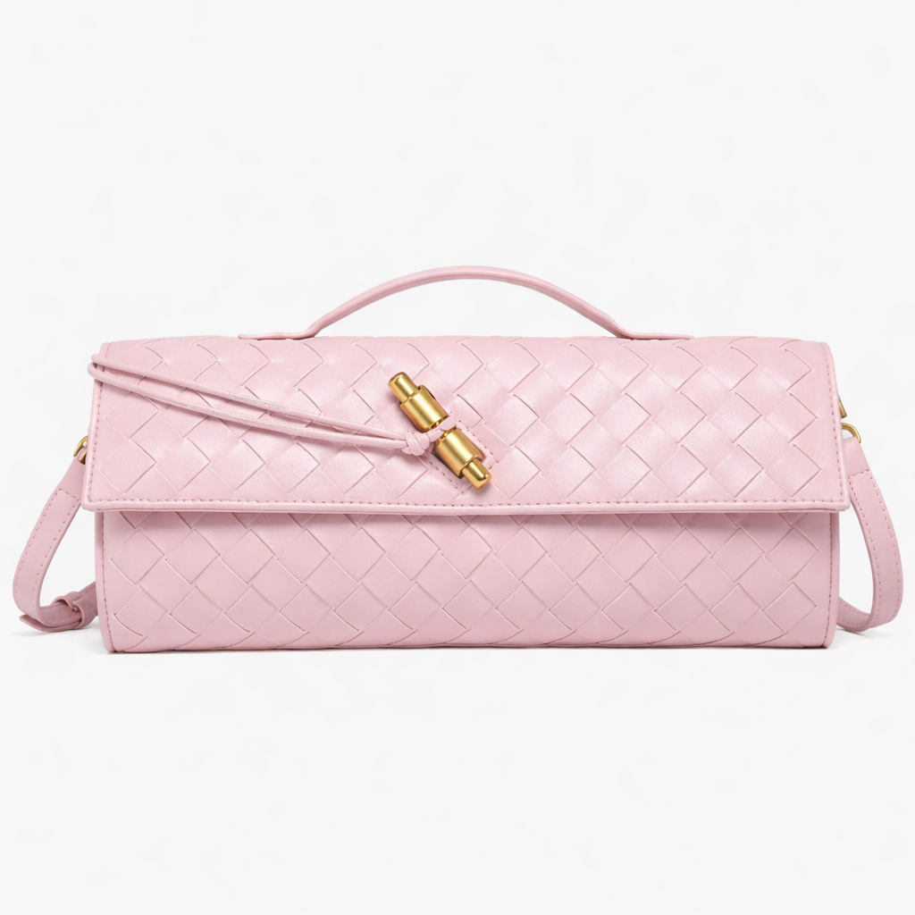 Flettet Clutch Taske med Skulderrem – Elegant Aftentaske