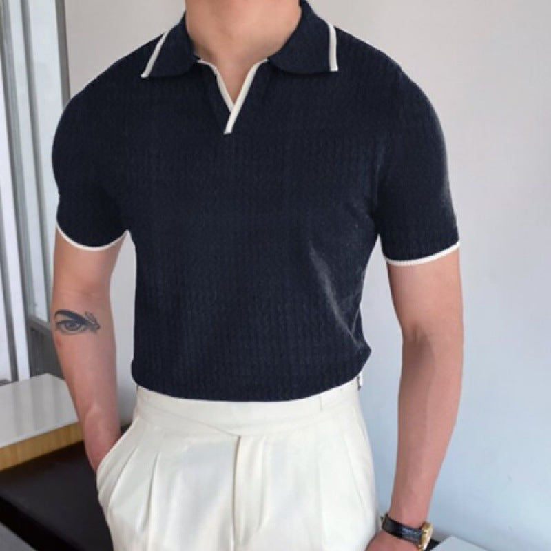 Polo bărbați cu guler deschis