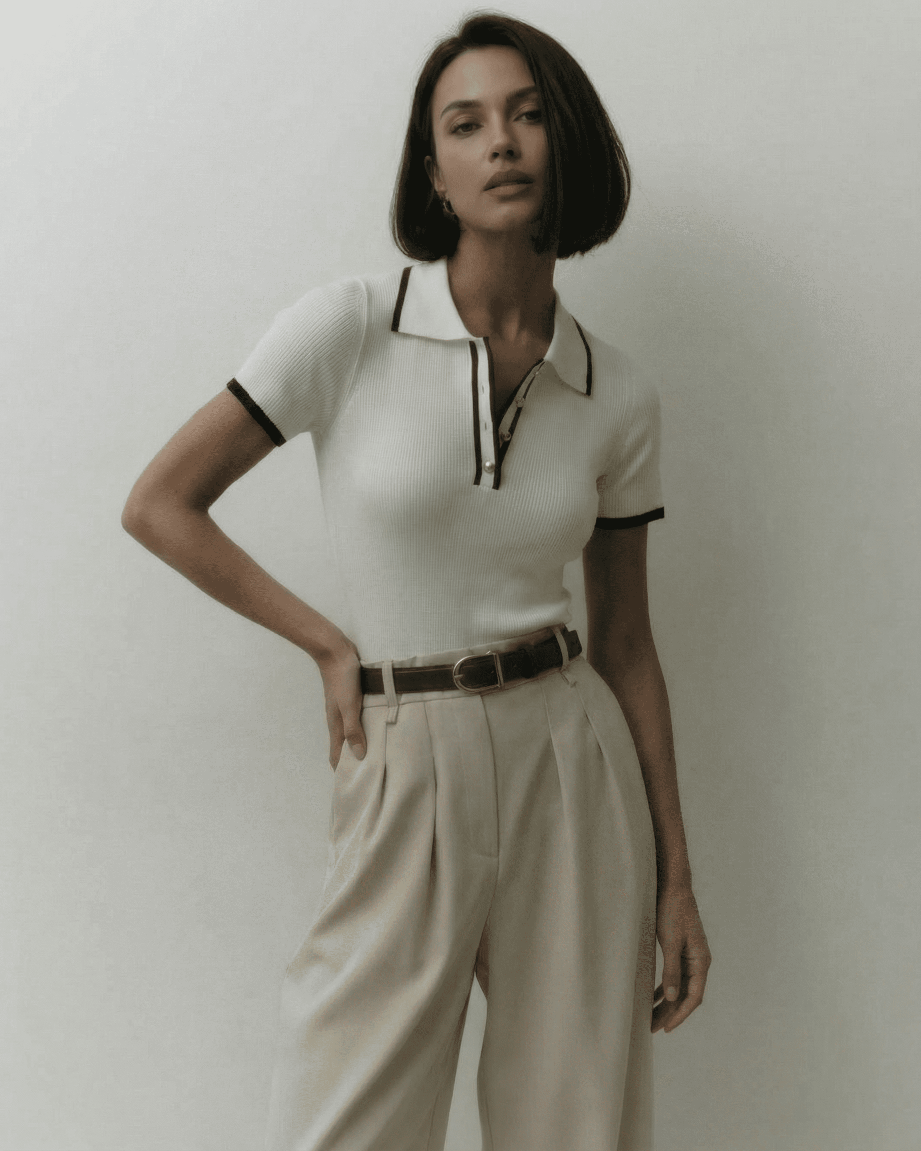 Siena Polo Shirt by Lauven - Elegant slim fit polo in breathable fabric, showcasing modern contrast details.