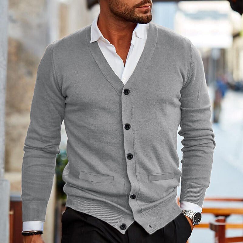 Bellivaro | Herre Cardigan med Knapper | V-Hals & Tidløst Design