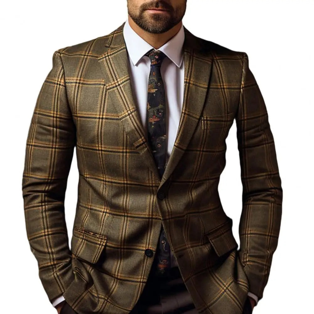 Bellivaro | Herre Blazer i Let Bomuldsblanding – Elegant Sommerstil med Ternet Design