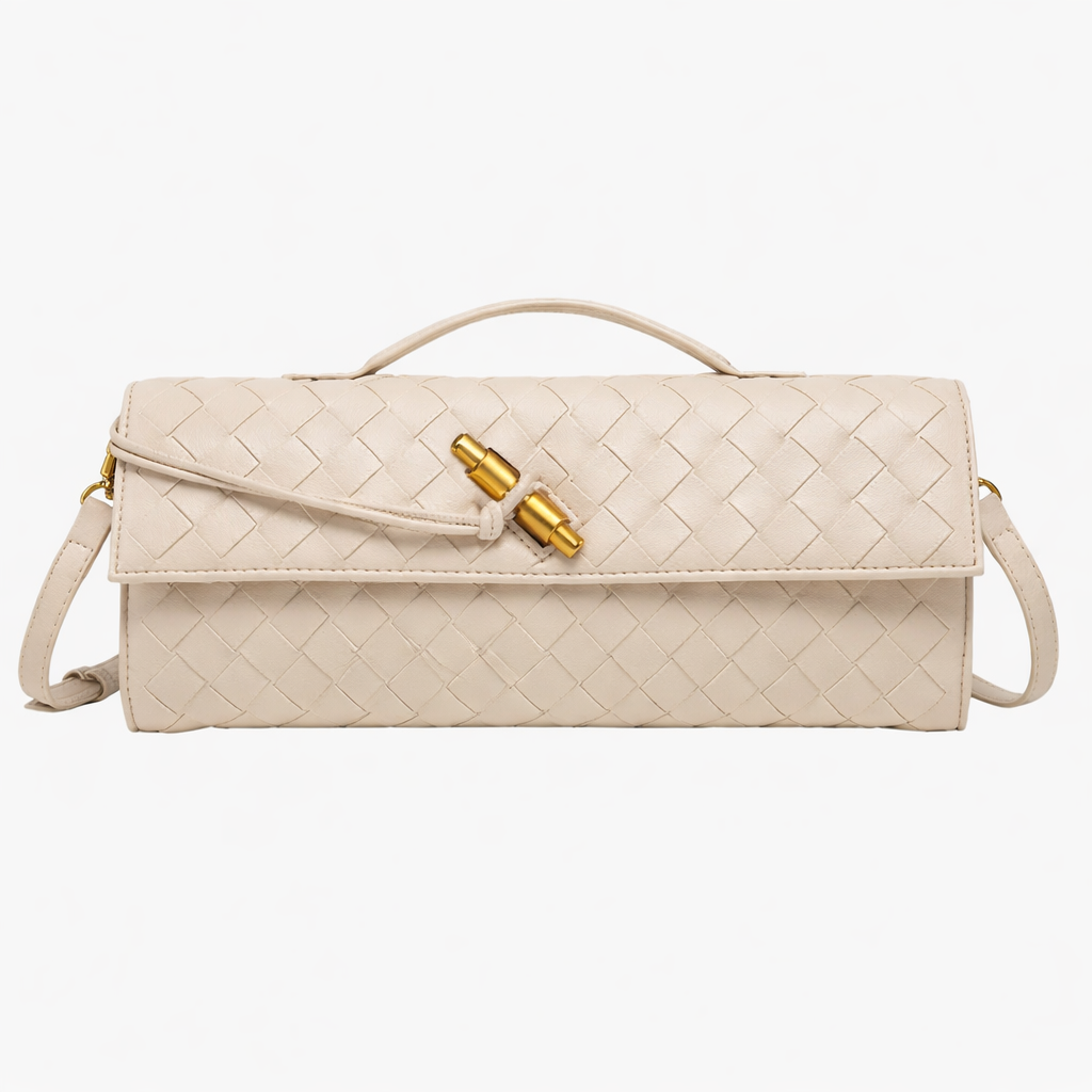 Flettet Clutch Taske med Skulderrem – Elegant Aftentaske