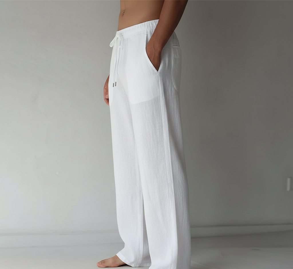 Bellivaro ανδρικό λινό παντελόνι με κορδόνι