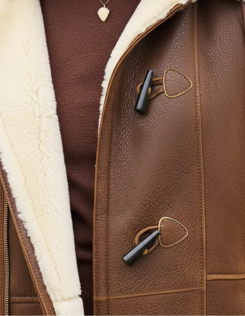 Brun Dufflecoat til Kvinder med Shearling-For