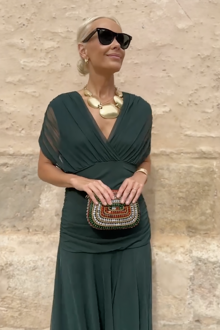 Off Shoulder Draperet Maxikjole til Cocktail og Fest