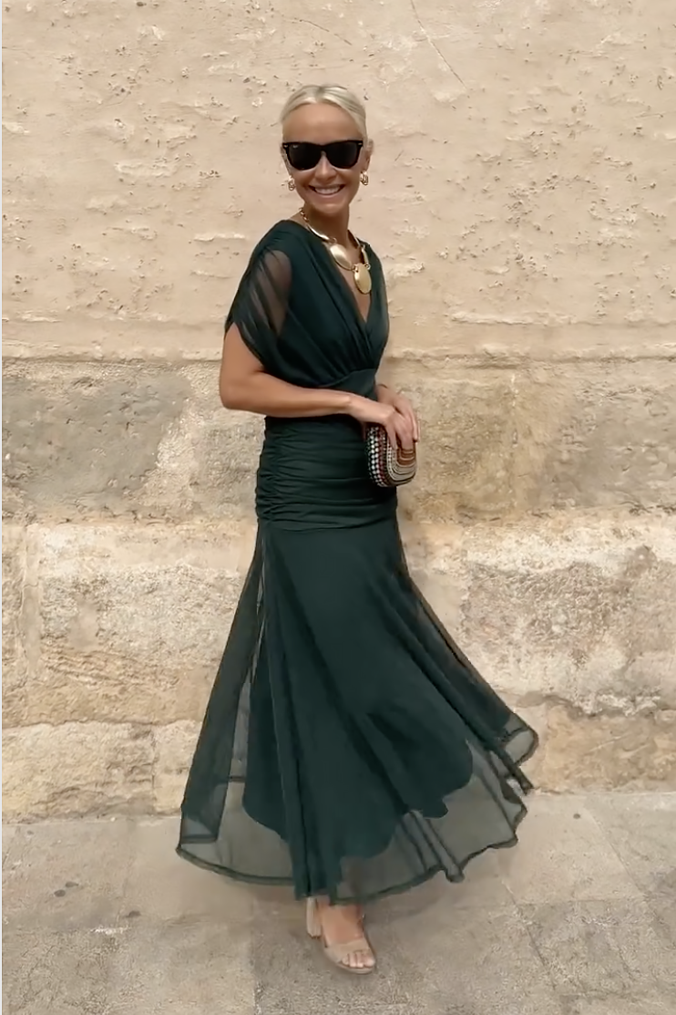 Off Shoulder Draperet Maxikjole til Cocktail og Fest