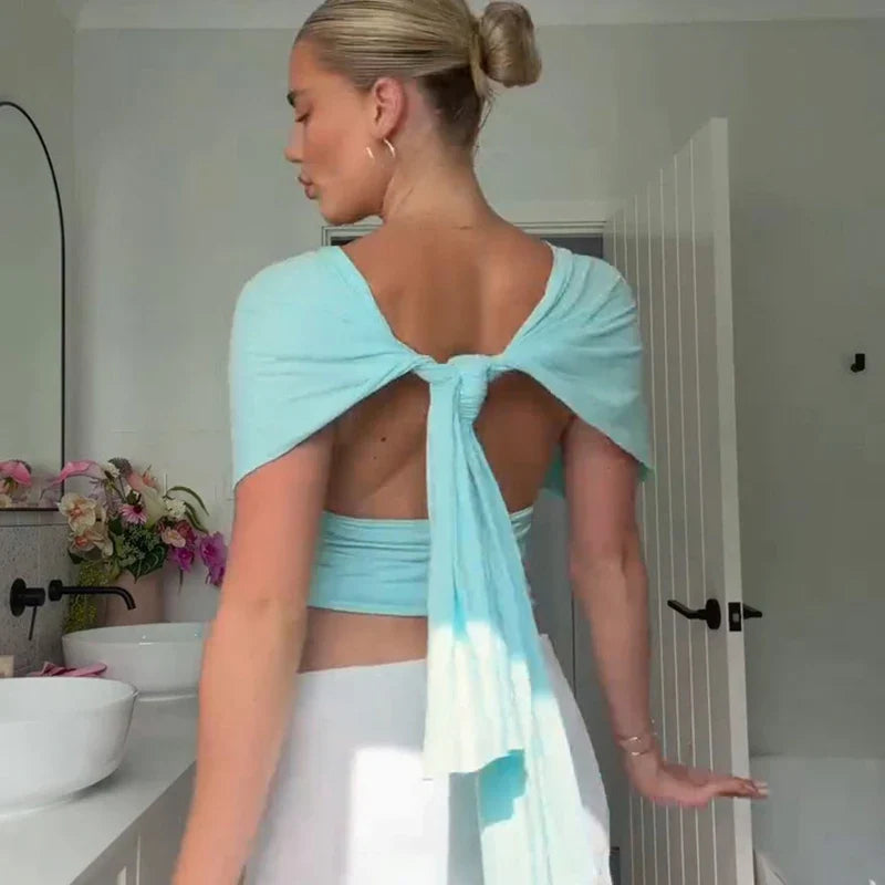 Dame Halterneck Rygløs Top
