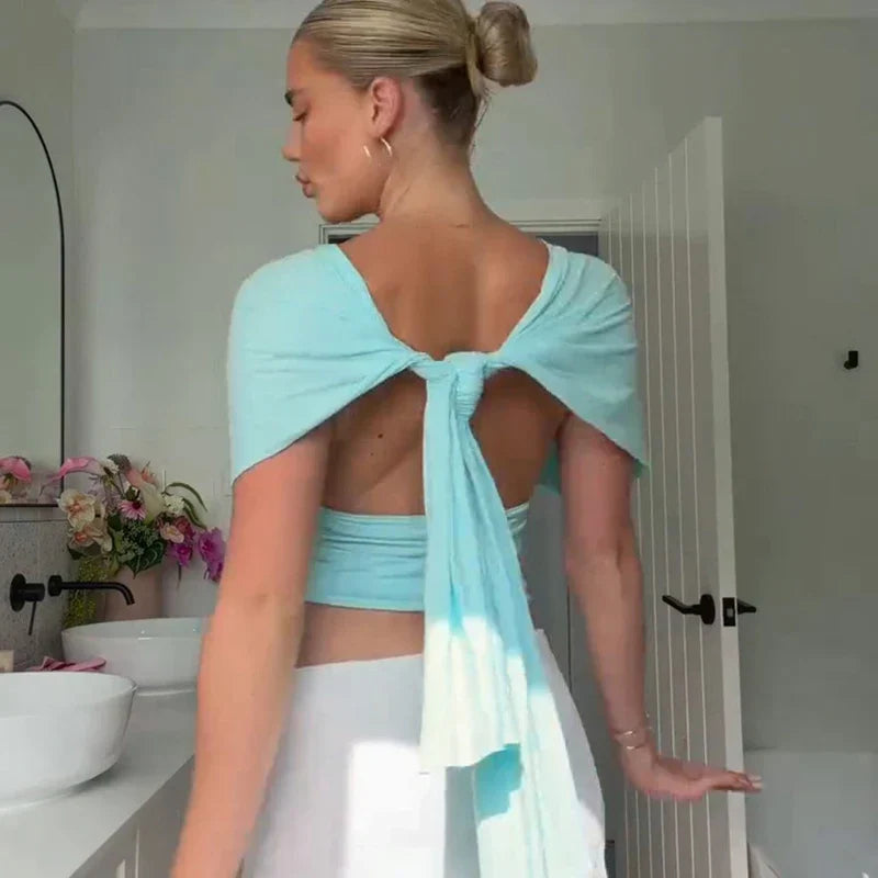 Dame Halterneck Rygløs Top