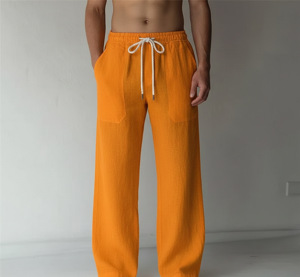 Bellivaro ανδρικό λινό παντελόνι με κορδόνι