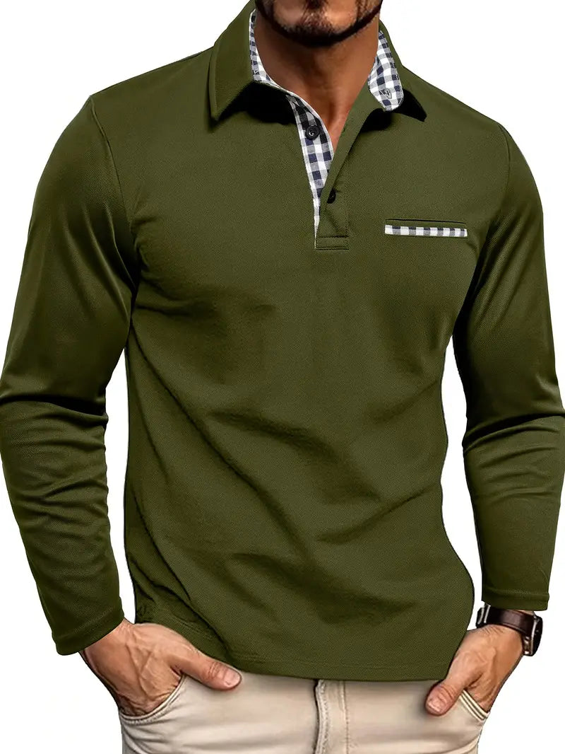 Slim fit polo med lange ærmer til mænd