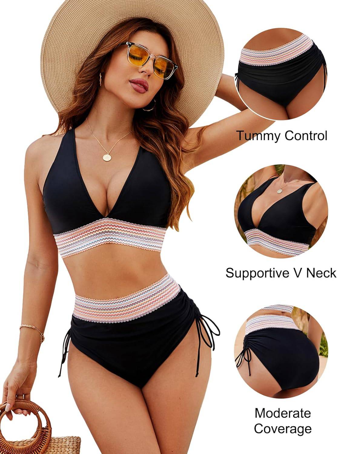 Corrigerende Bikini met Hoge Taille en Haltertop