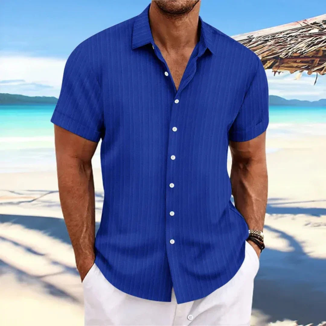 Camisa de linho Luke – Camisa clássica de manga curta com corte moderno para um look de verão descontraído