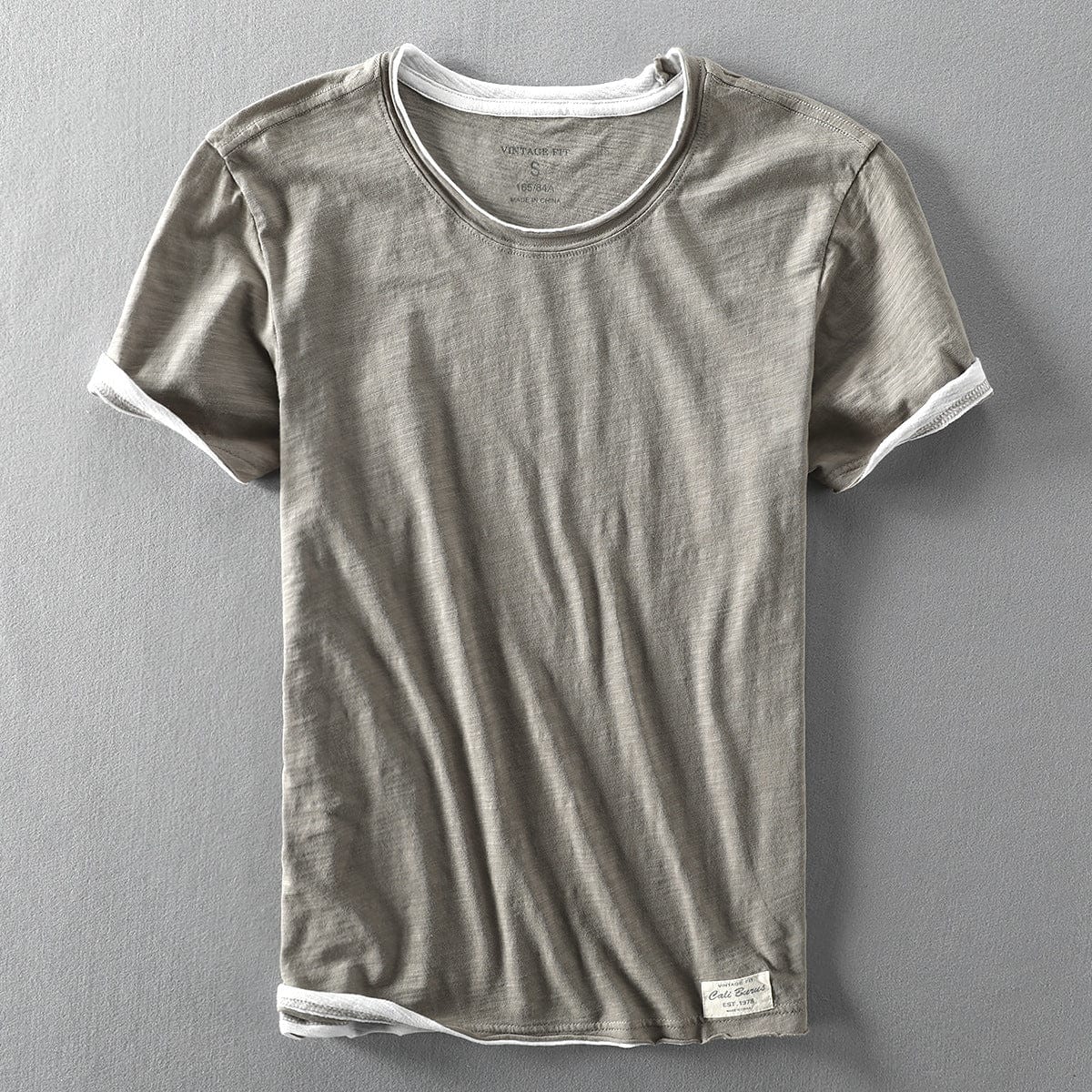 T-shirt de verão para homem com gola redonda