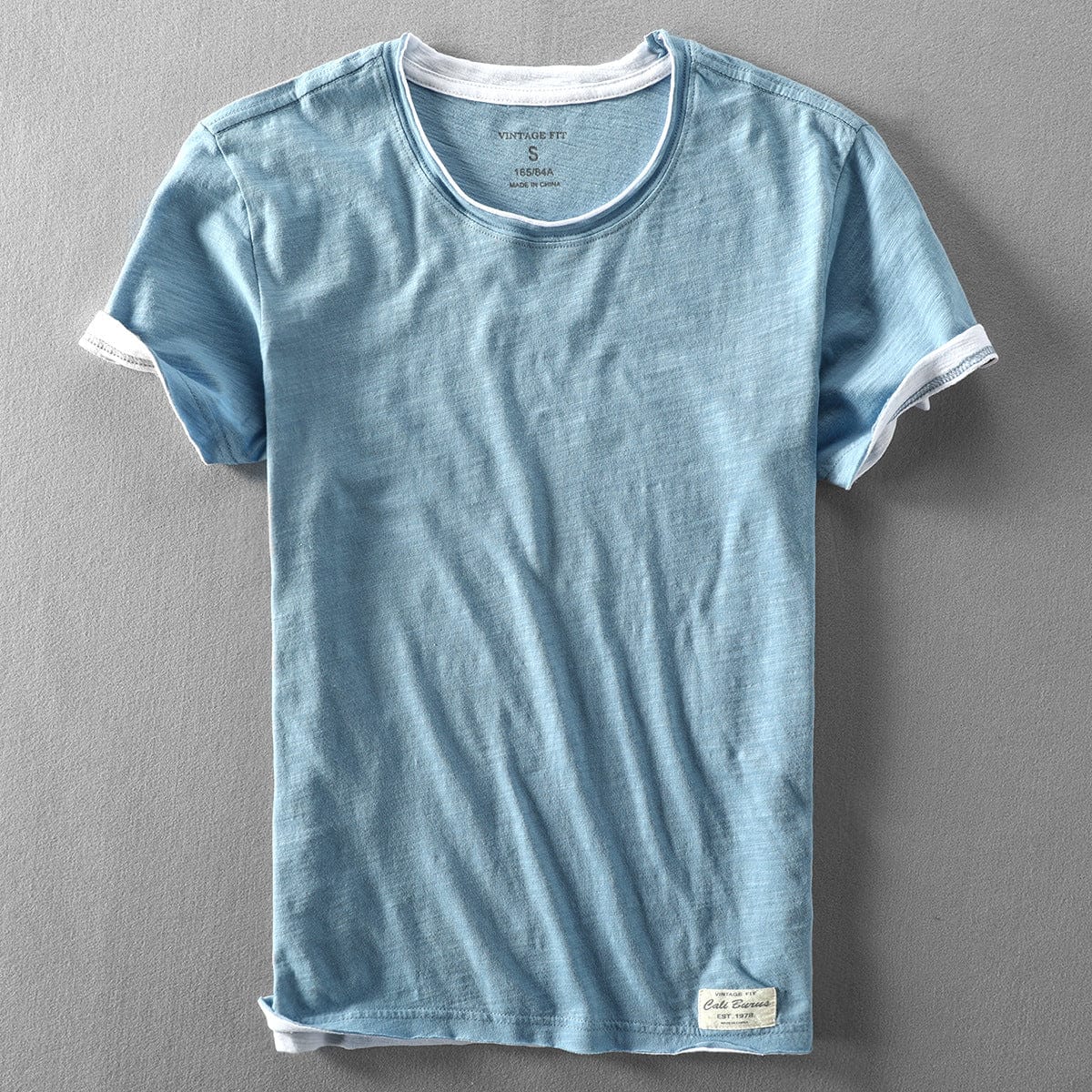 T-shirt de verão para homem com gola redonda