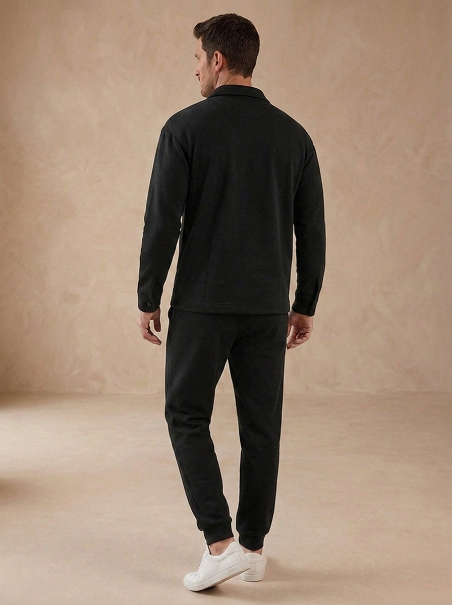 Slim Fit Bomuldssæt til Mænd i To Dele