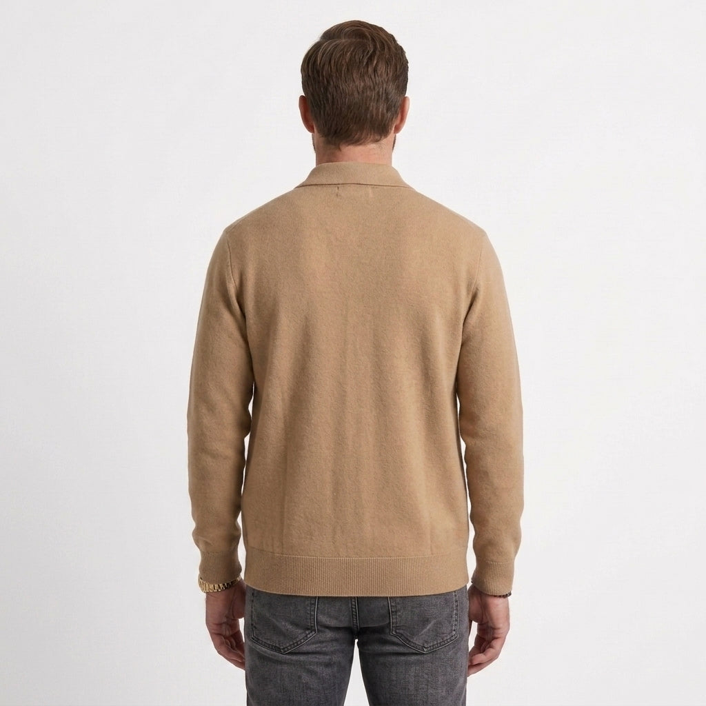 Cashmere Jakke til Mænd med Ståkrave og Knaplukning