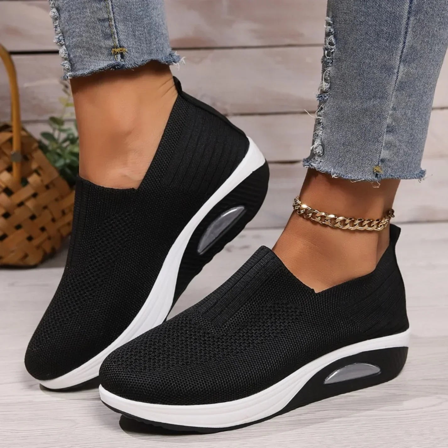 Dame Komfortable Slip-On Ortopædiske Mesh Sneakers – Lette og støttende til daglige gåture