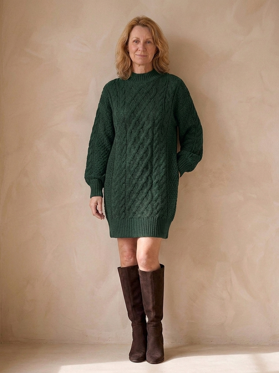 Oversized Strikket Sweaterkjole til Kvinder