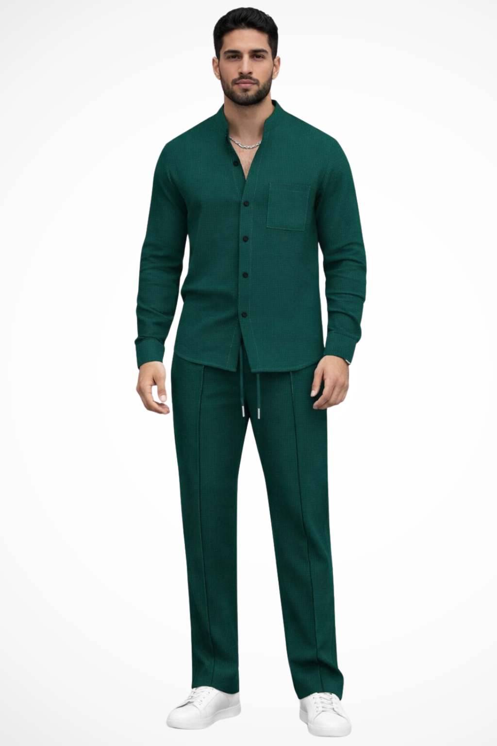 Barrington | Textured Button-Down Shirt and Pants 2-Piece Set for Men