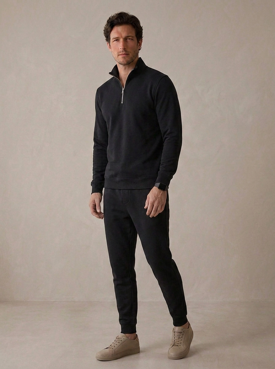 Bomulds Tracksuit til Mænd med Half Zip
