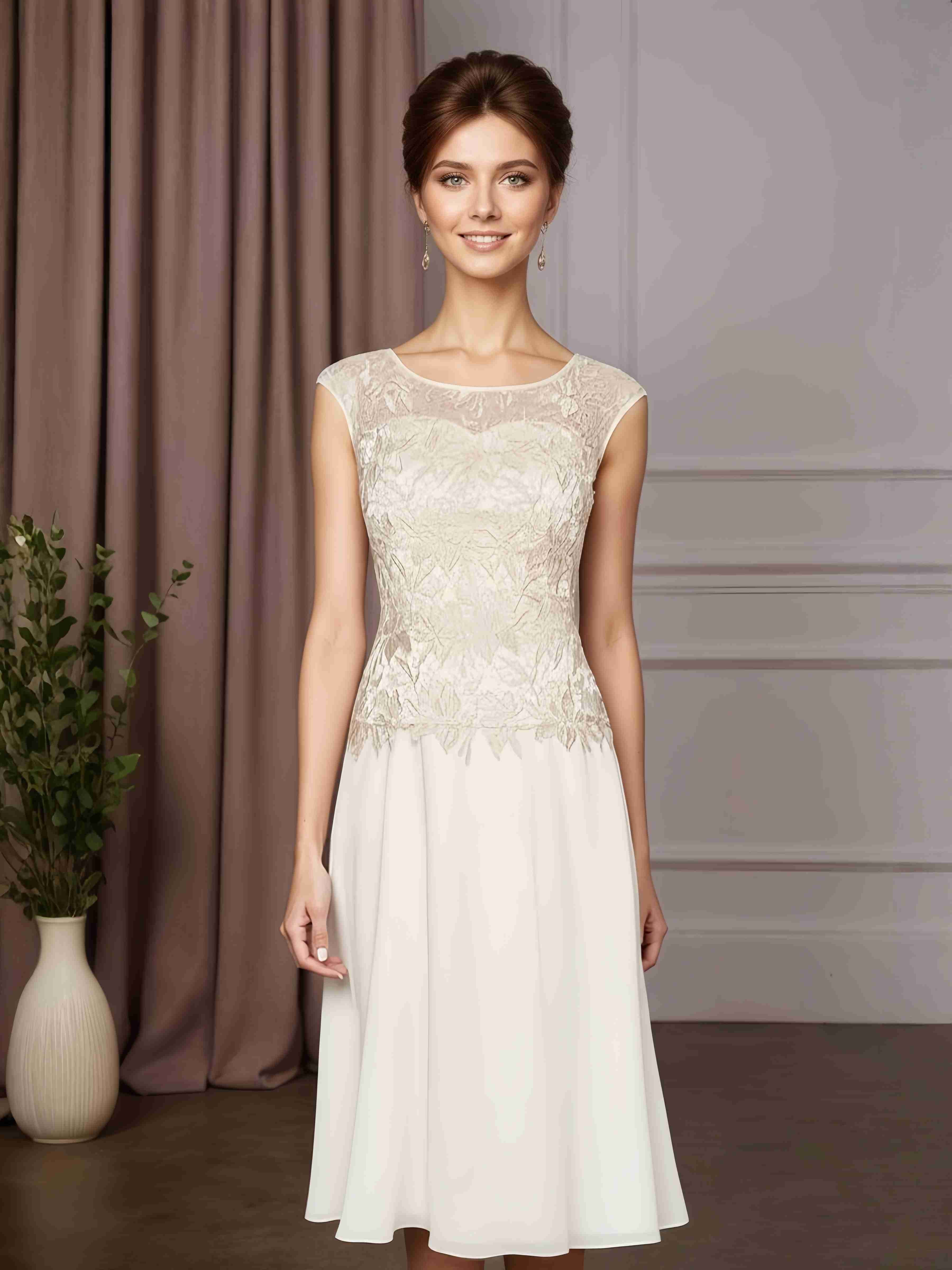 Robe pour la Mère de la Mariée avec Veste – Robe de Fête Longue en Chiffon à Ligne A 2 pièces avec Applications