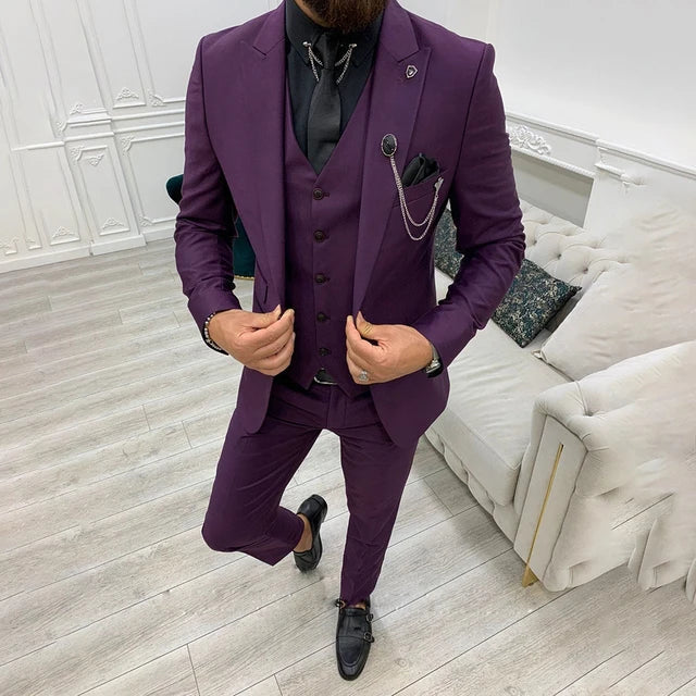 Costume 3 pièces moderne pour homme, invité à un mariage formel
