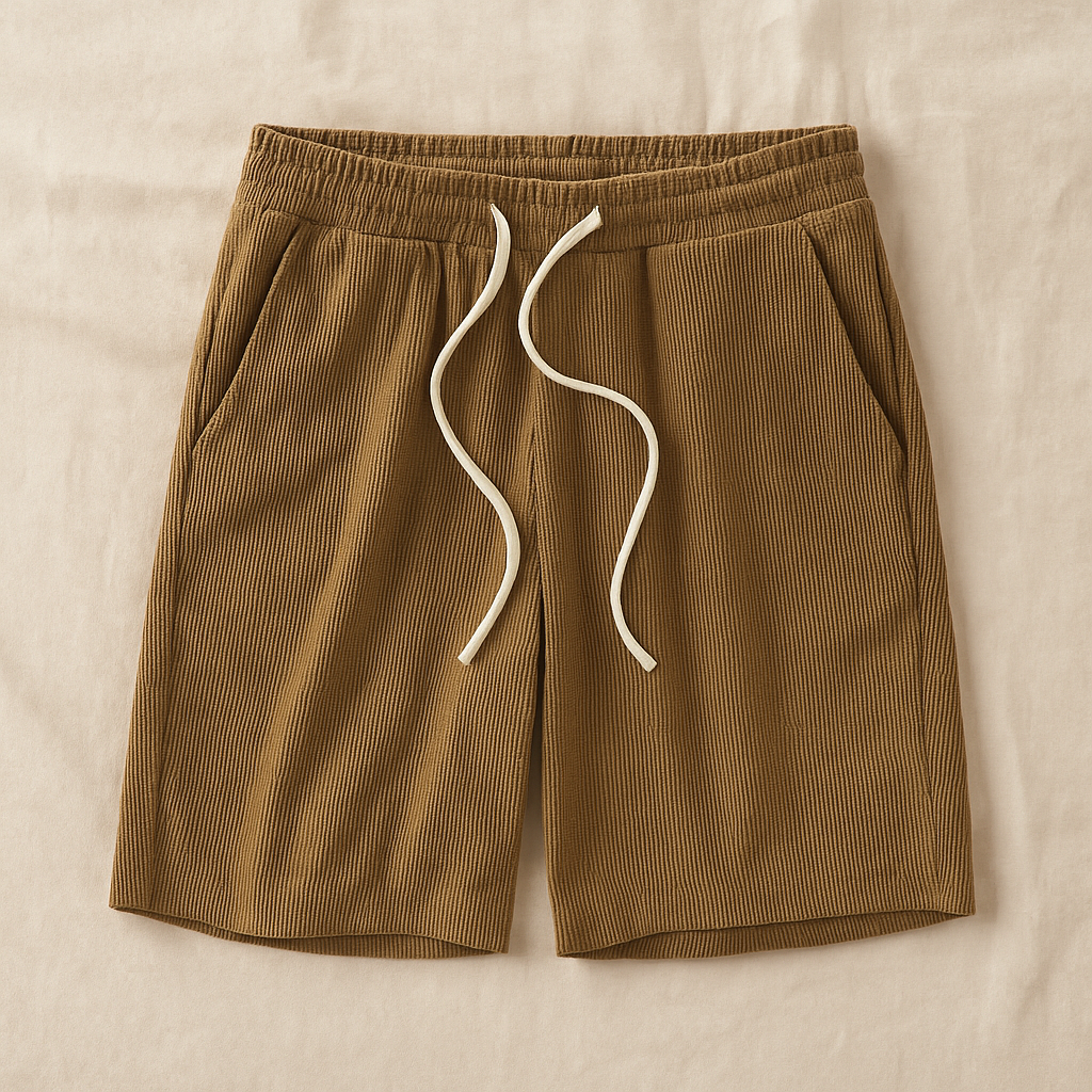 Cómodos pantalones cortos de waffle para hombre con cintura elástica