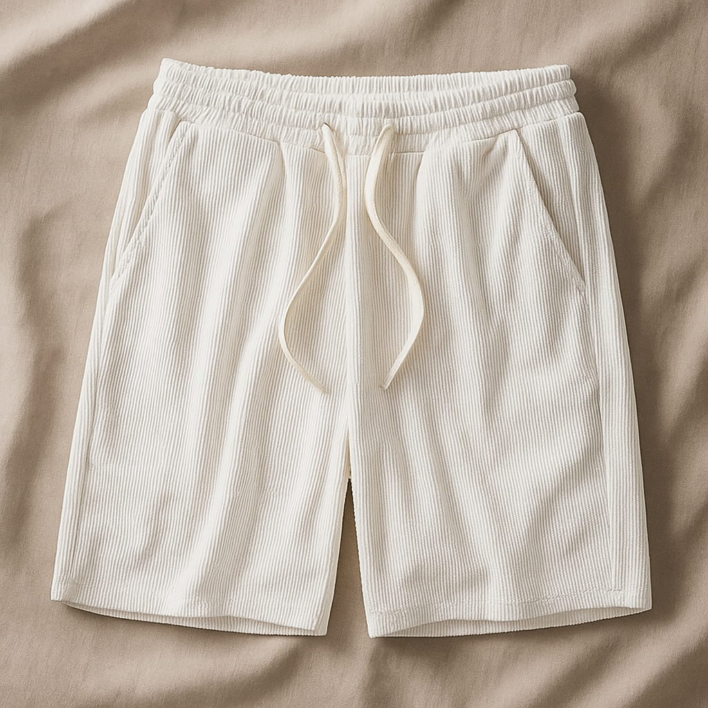 Cómodos pantalones cortos de waffle para hombre con cintura elástica