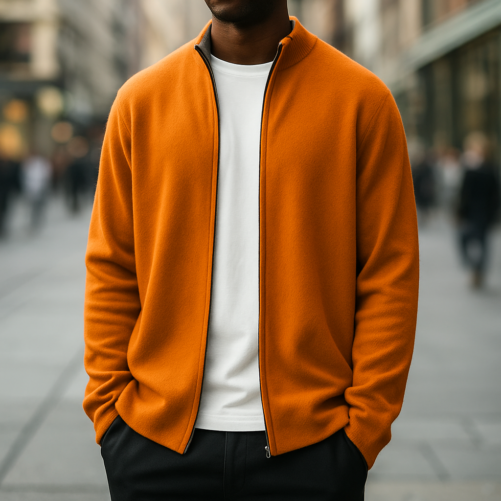 Cashmere Cardigan til Mænd med Fuld Lynlås