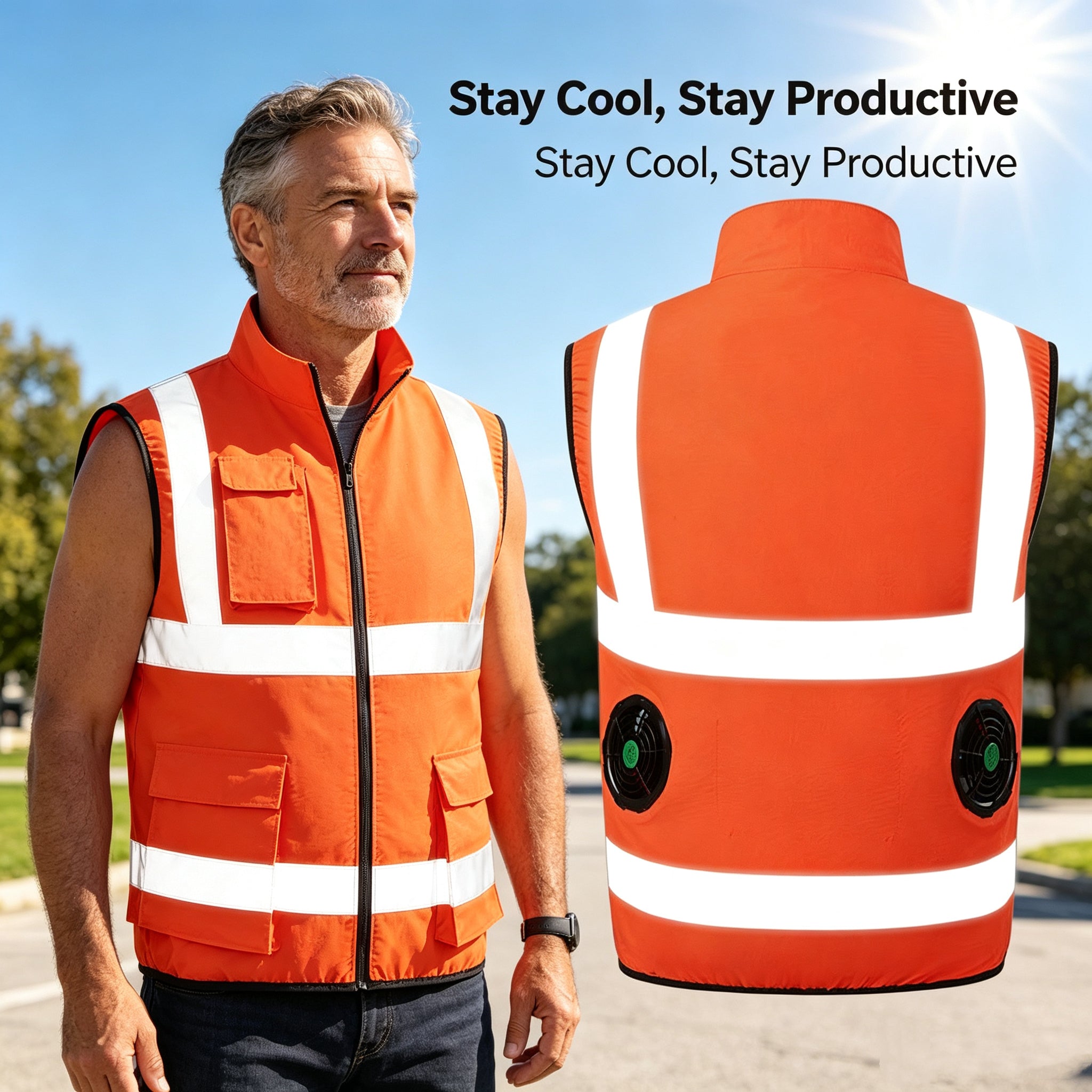 Kølevest med Ventilatorer & Refleksstriber