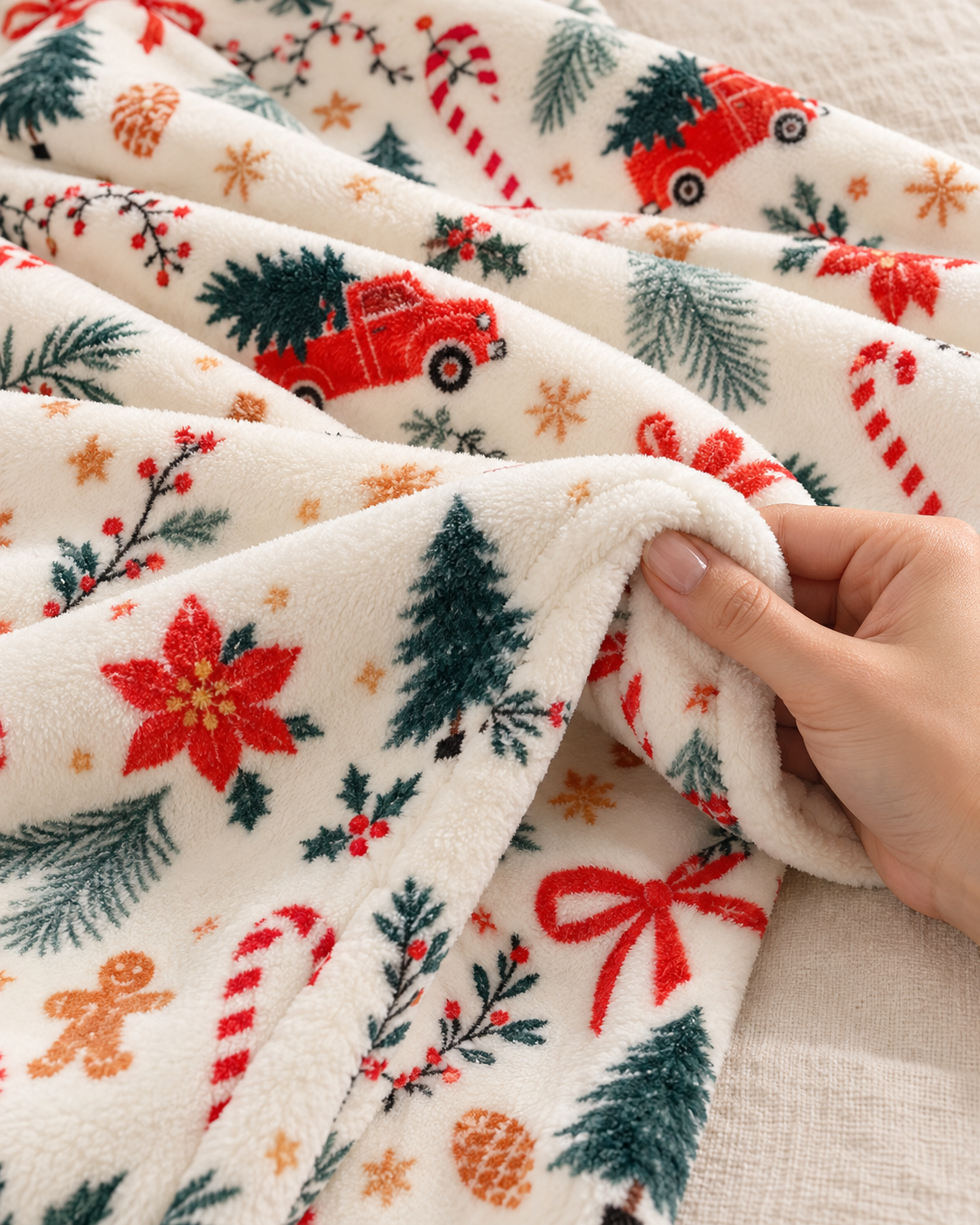 Jule Fleece Tæppe med Festlige Motiver – 3 Størrelser