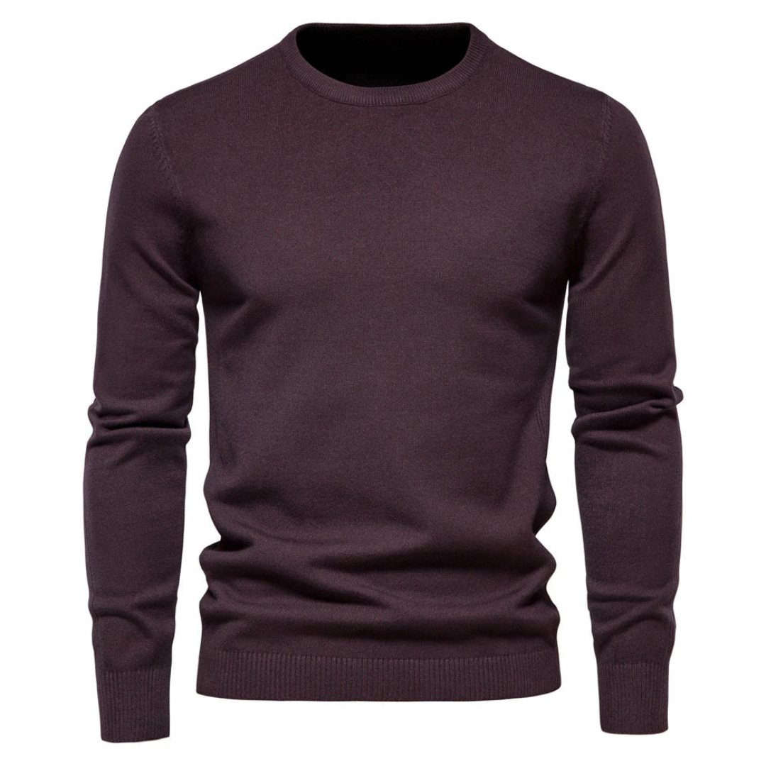 Bellivaro | Herre Elegant Striktrøje | Klassisk Rund Hals Pullover