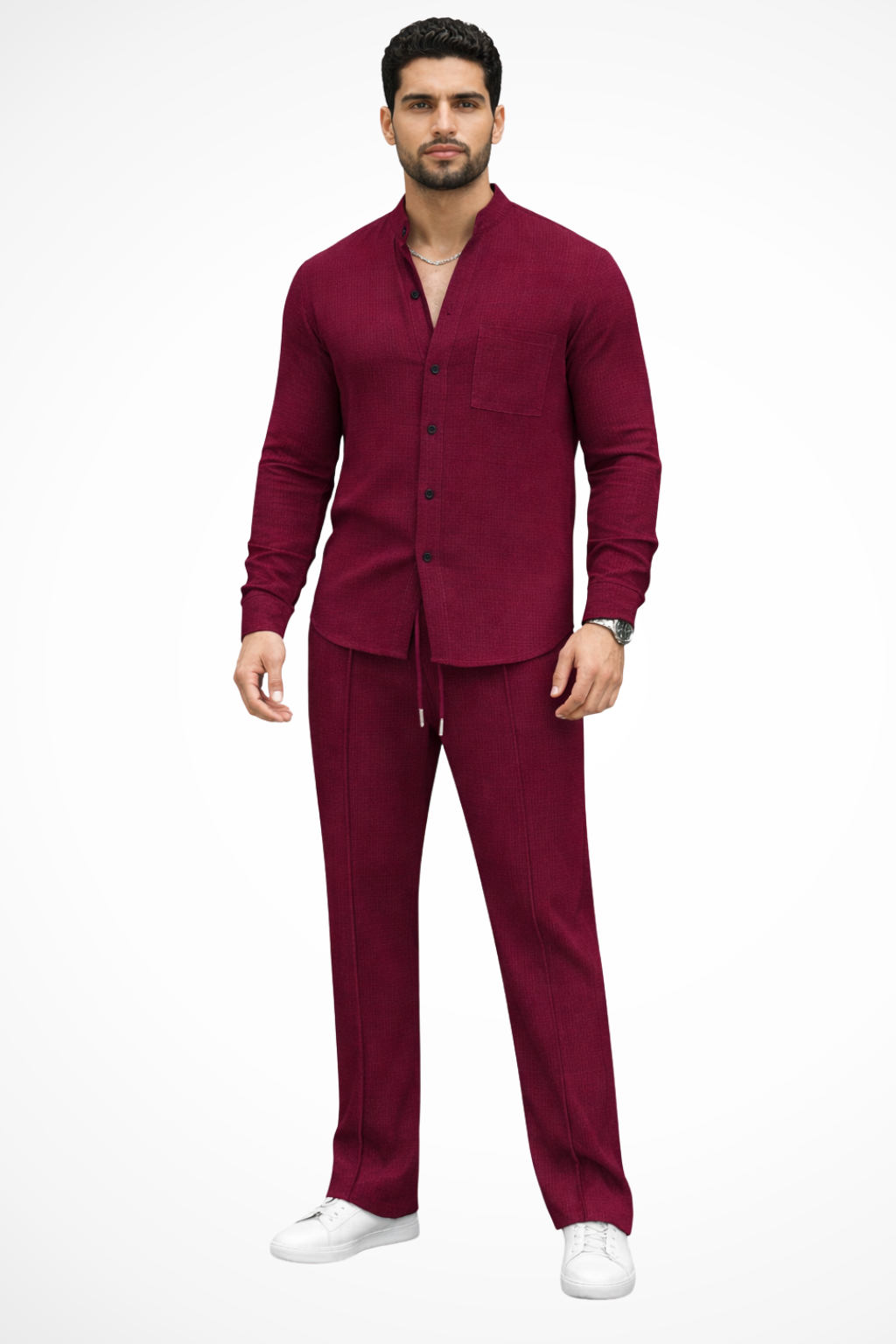 Barrington | Textured Button-Down Shirt and Pants 2-Piece Set for Men