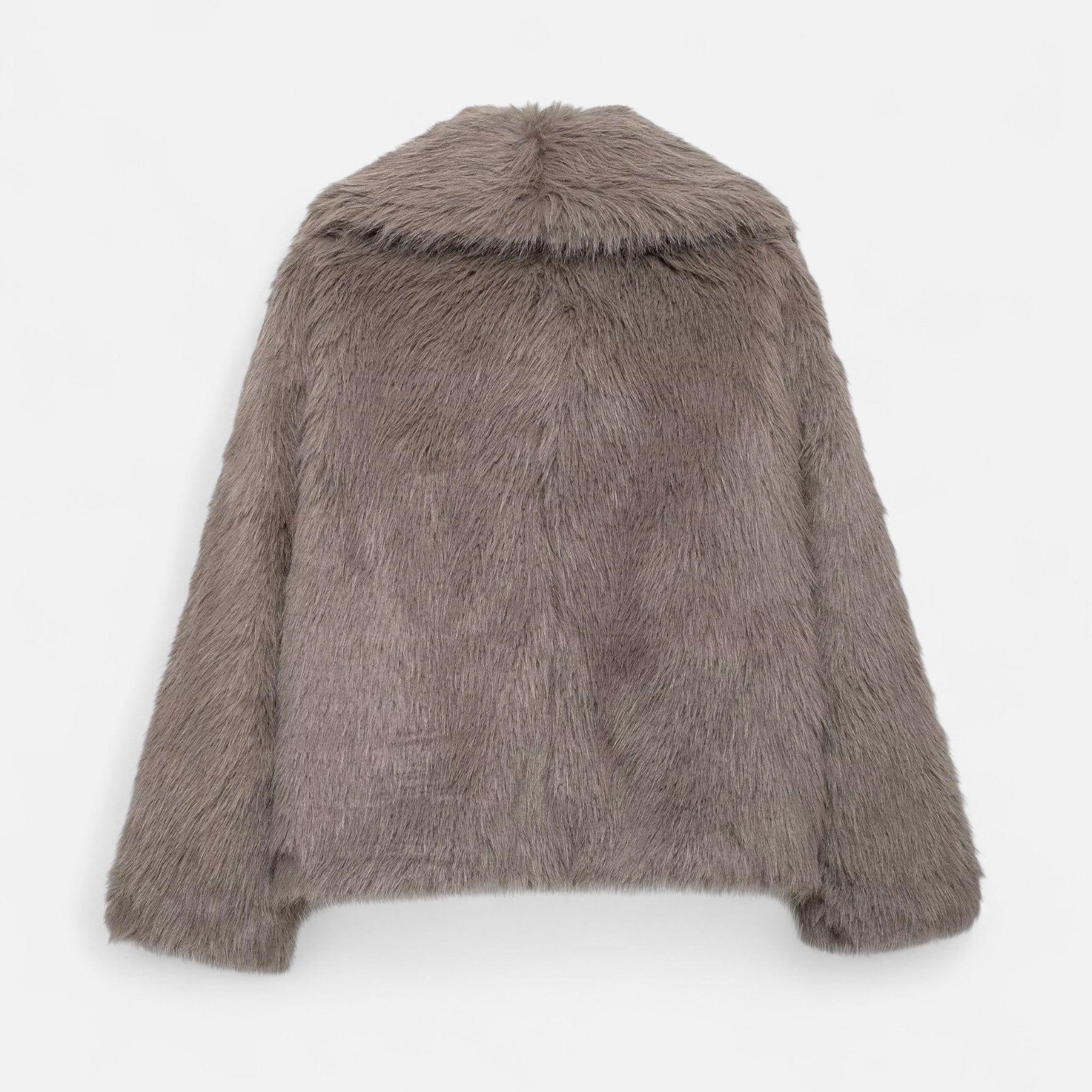 Faux fur-jakke til dame med klassisk krave
