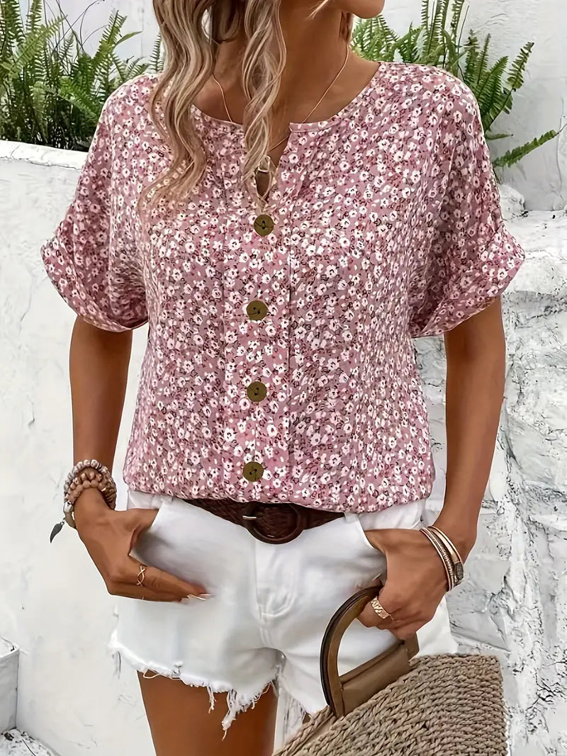Stilfuld bluse med blomsterprint
