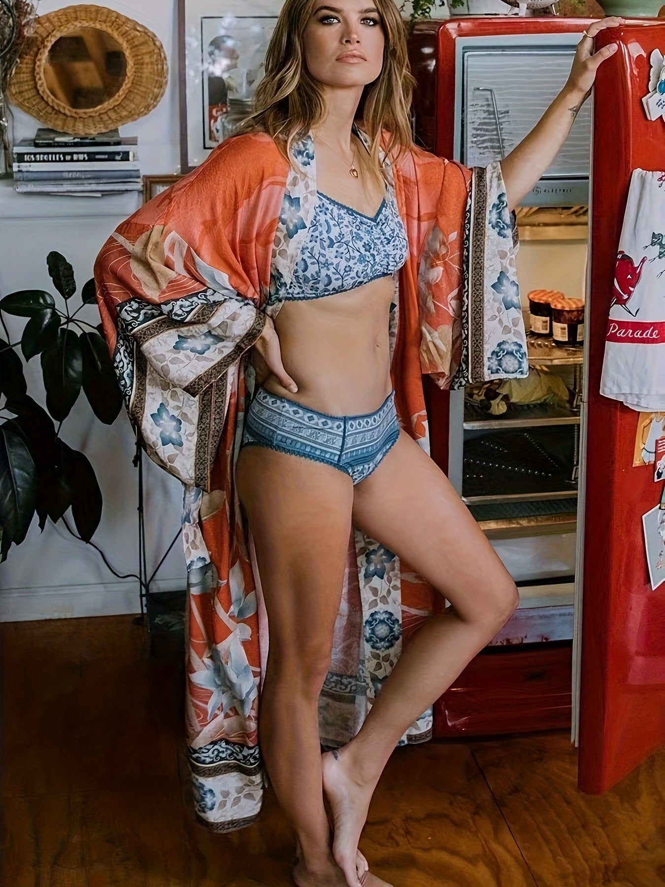 Greta Dames Kimono Jurk met Ceintuur en Bohemian Print – Lange Maxi Jurk