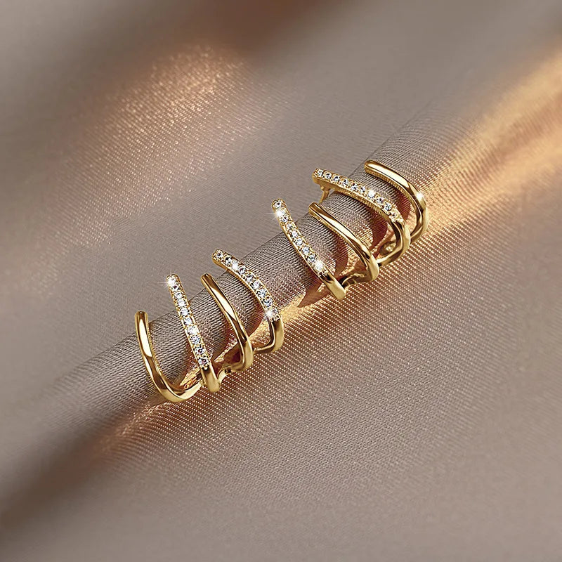 Dame Øreringe med Flere Ringe – Elegant Hoop Design i Guld eller Sølv