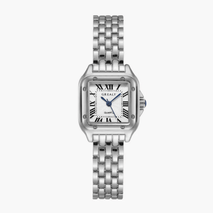 Orologio da polso da donna al quarzo con cassa rettangolare e cinturino a catena per tutti i giorni