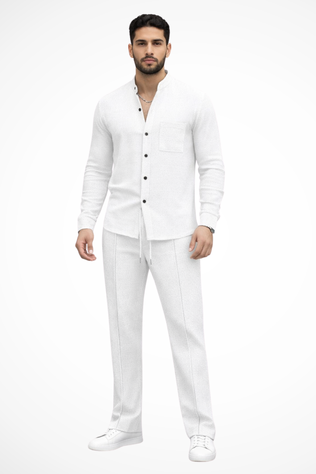 Barrington | Textured Button-Down Shirt and Pants 2-Piece Set for Men