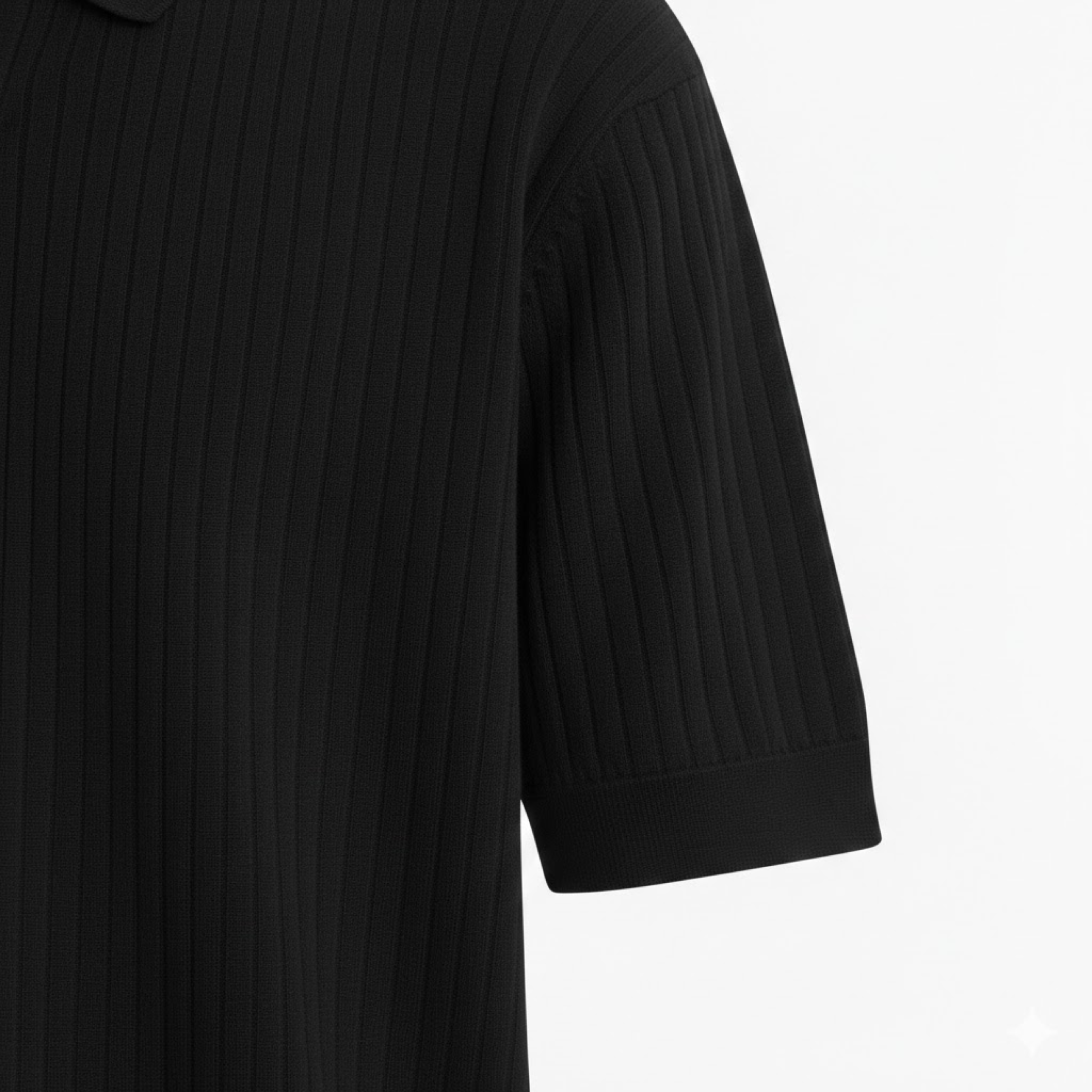 Ανδρικό slim fit ριμπ πλεκτό polo πουκάμισο κοντομάνικο, γρήγορου στεγνώματος, με ανοιχτό λαιμό, κορυφή για γκολφ