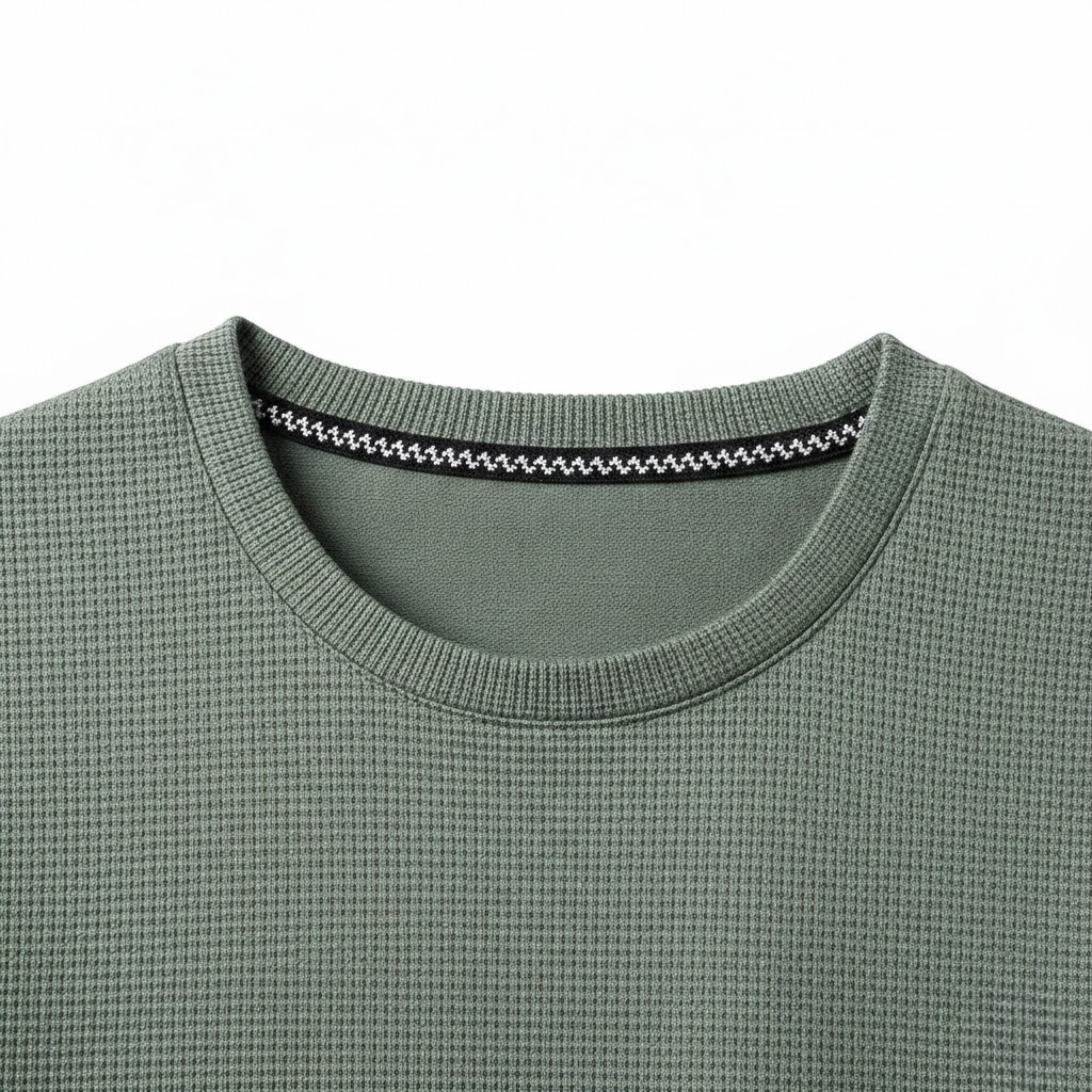 Herre waffle-strik T-shirt – kortærmet, åndbar afslappet pullover med rund hals