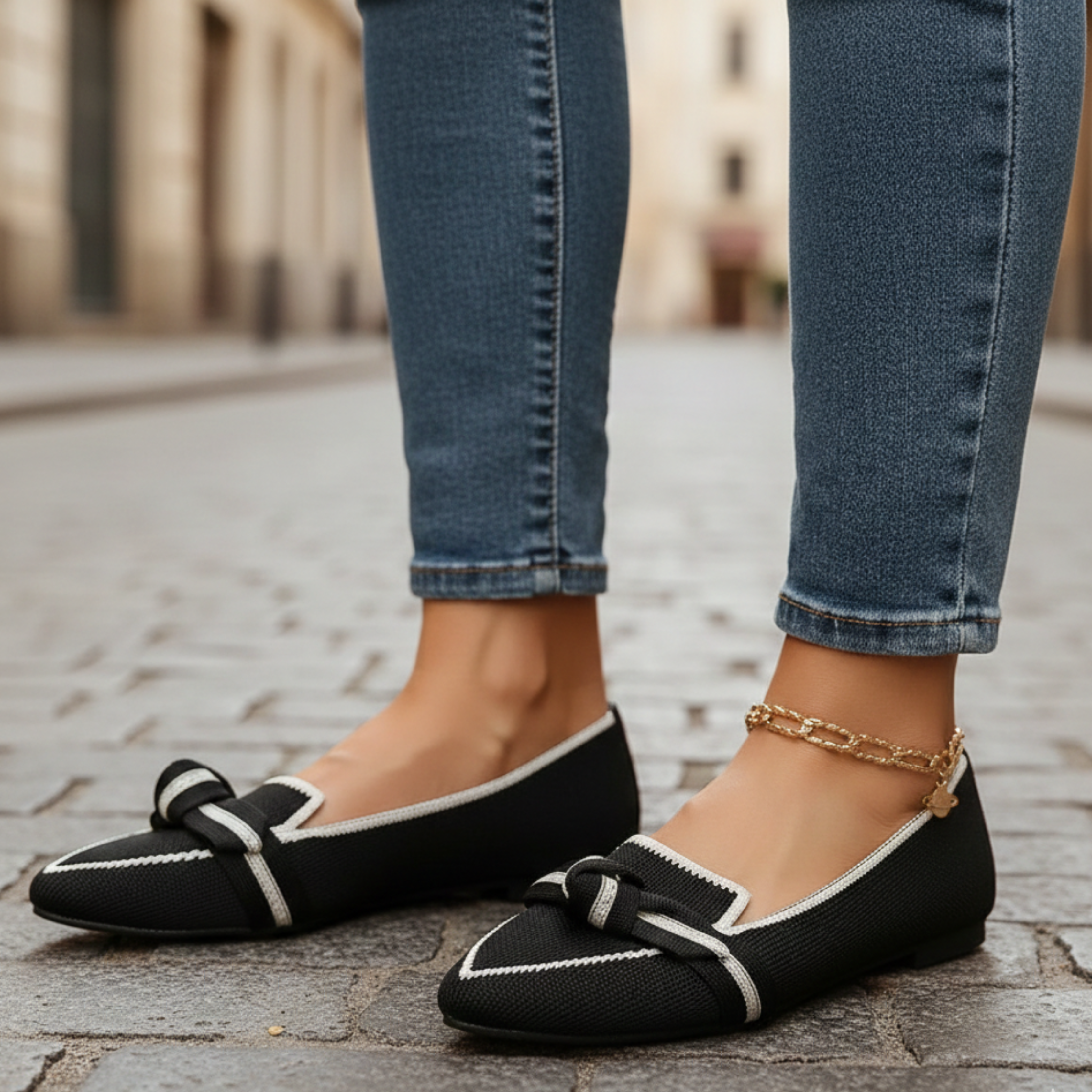 Zapatos ortopédicos de punta estrecha tipo mocasín de punto
