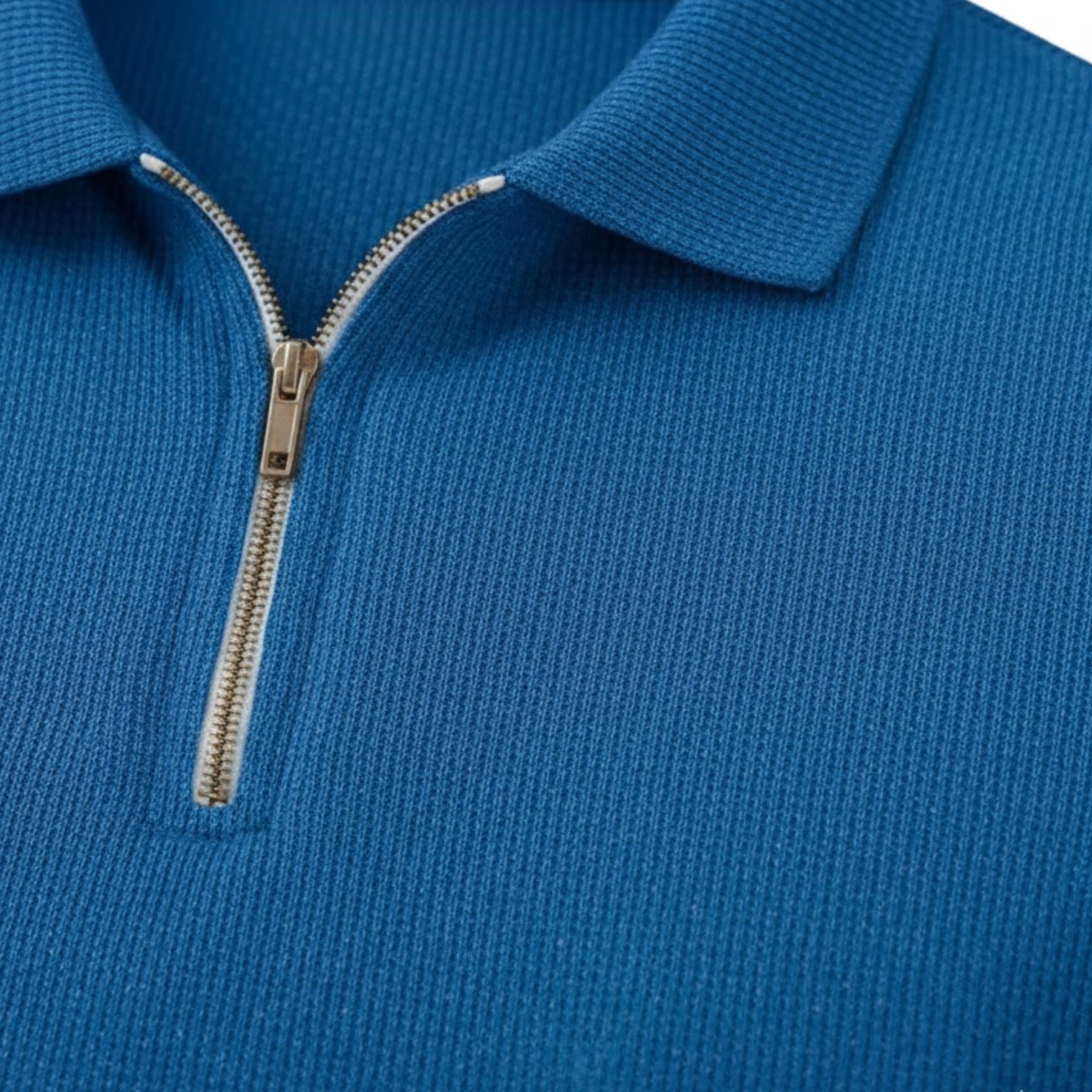 Ανδρικό casual σετ φόρμας δύο τεμαχίων με polo πουκάμισο με φερμουάρ και σορτς με κορδόνι