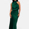 Vestido longo de cetim para senhora, corte em A, sem mangas