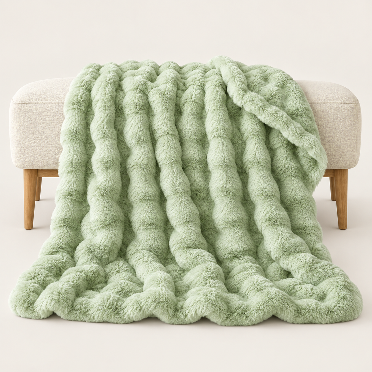 Fluffy Faux Fur Tæppe med Boblestruktur – 100 × 160 cm