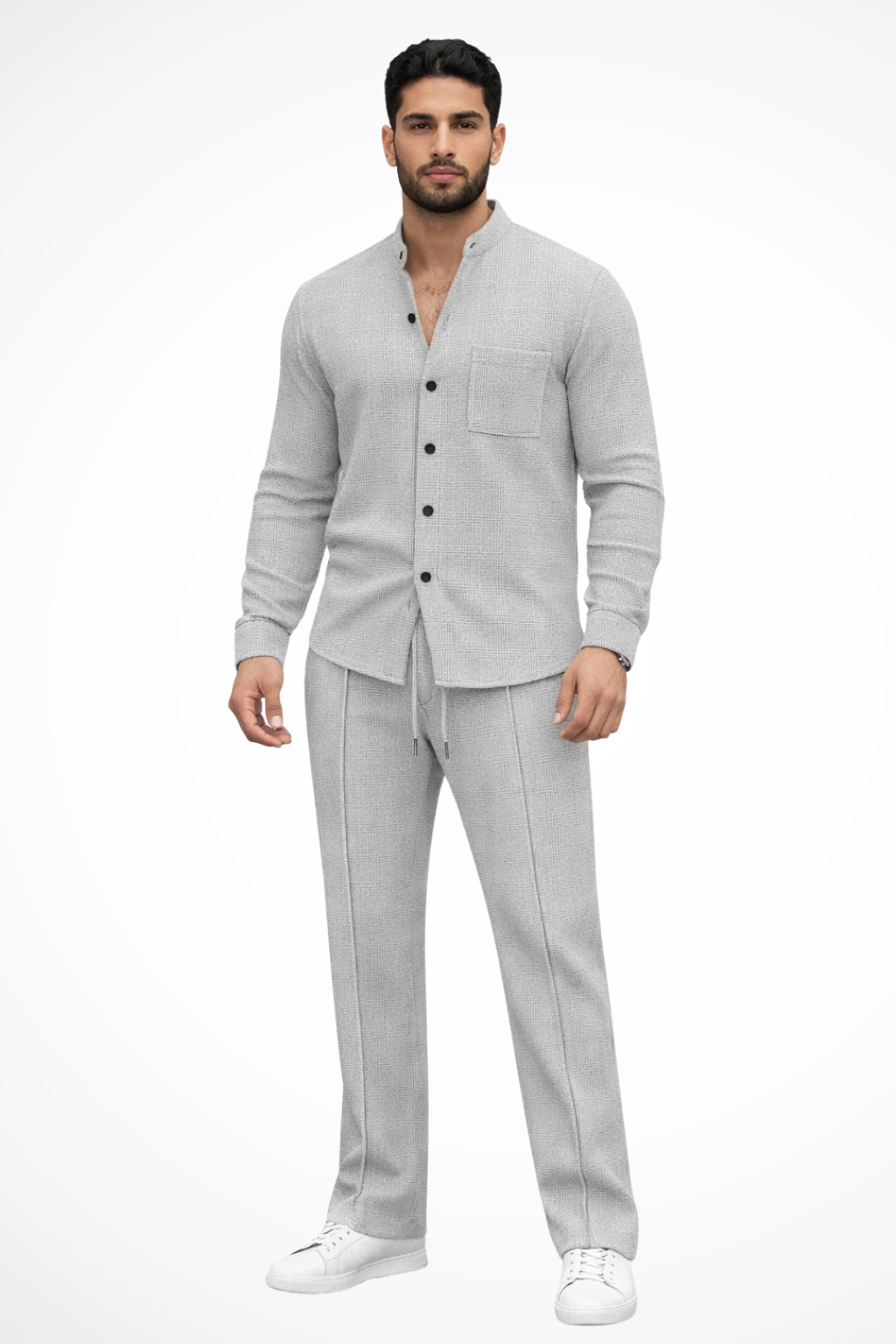 Barrington | Textured Button-Down Shirt and Pants 2-Piece Set for Men